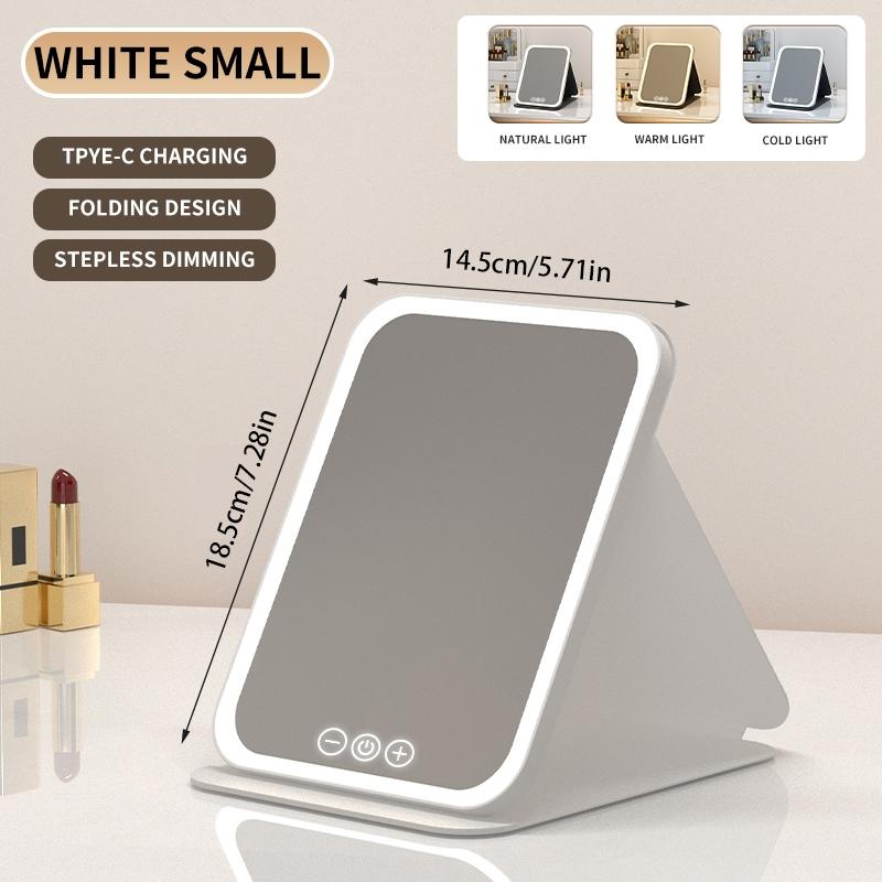 LED Light Foldable Makeup Mirror, Smart Touch Control, Durable, Lighted Desktop Mirror, Table Desk Mirror, Bathroom Living Room Decor Makeup, Daily Gift