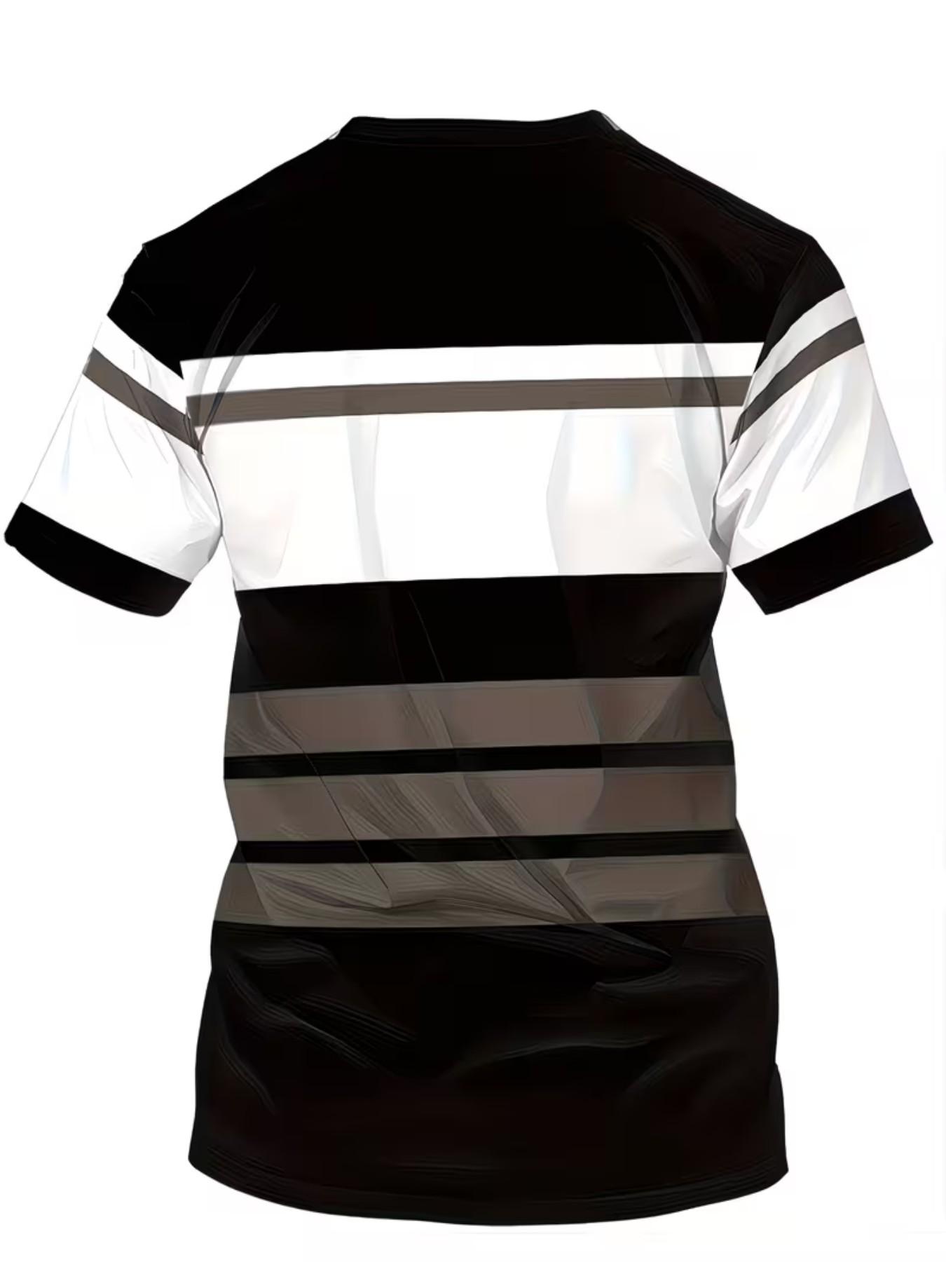 Men's Casual T-Shirt, Lightweight Polyester, All over Print, Slim-Fitting, Round Neck, Comfortable for All Seasons