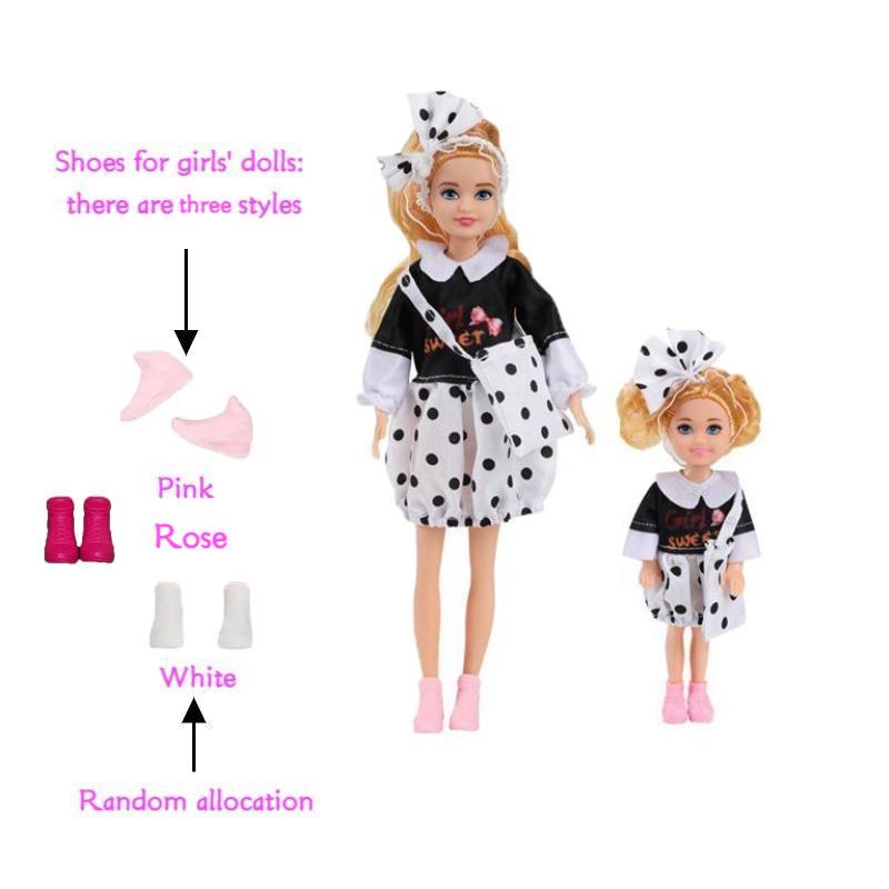 23cm Doll Family Set for Kids, Includes 2x14cm and 2x23cm Dolls, Perfect Birthday Gift, Christmas Present, Collectible Toy