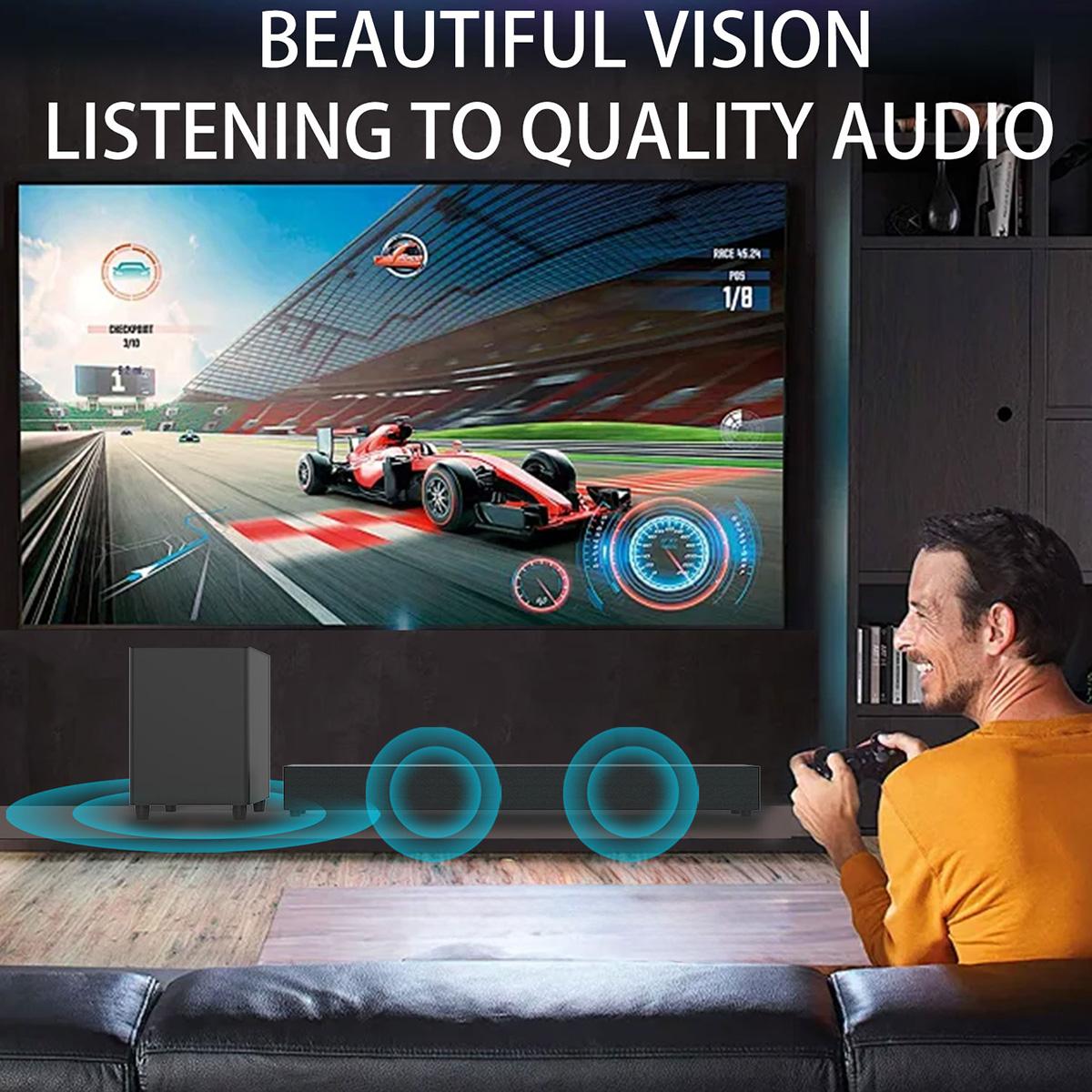 TV Soundbar With Subwoofer Heavy Bass Computer Sound bar Speaker Wireless Home Theater Bluetooth Speaker Black