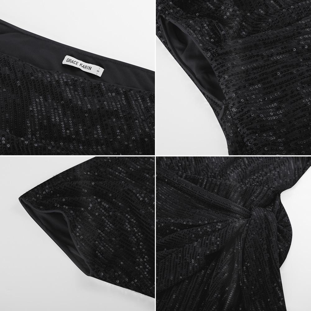 GRACE KARIN Cocktail Dresses for Evening Party One Shoulder Ruched Sequin Dresses