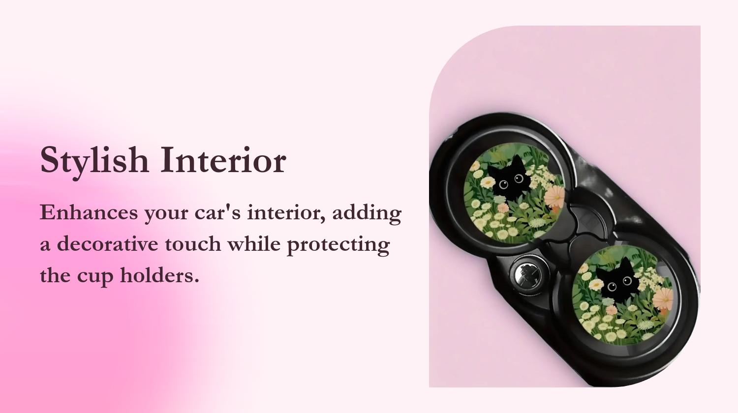 Car Coaster, Round Anti-slip Car Cup Holder Pad, Car Interior Decoration Accessories for Women & Men, Car Interior Decorative, Automotive Decorative Accessories, Auto Accessories, Car Interior Accessory
