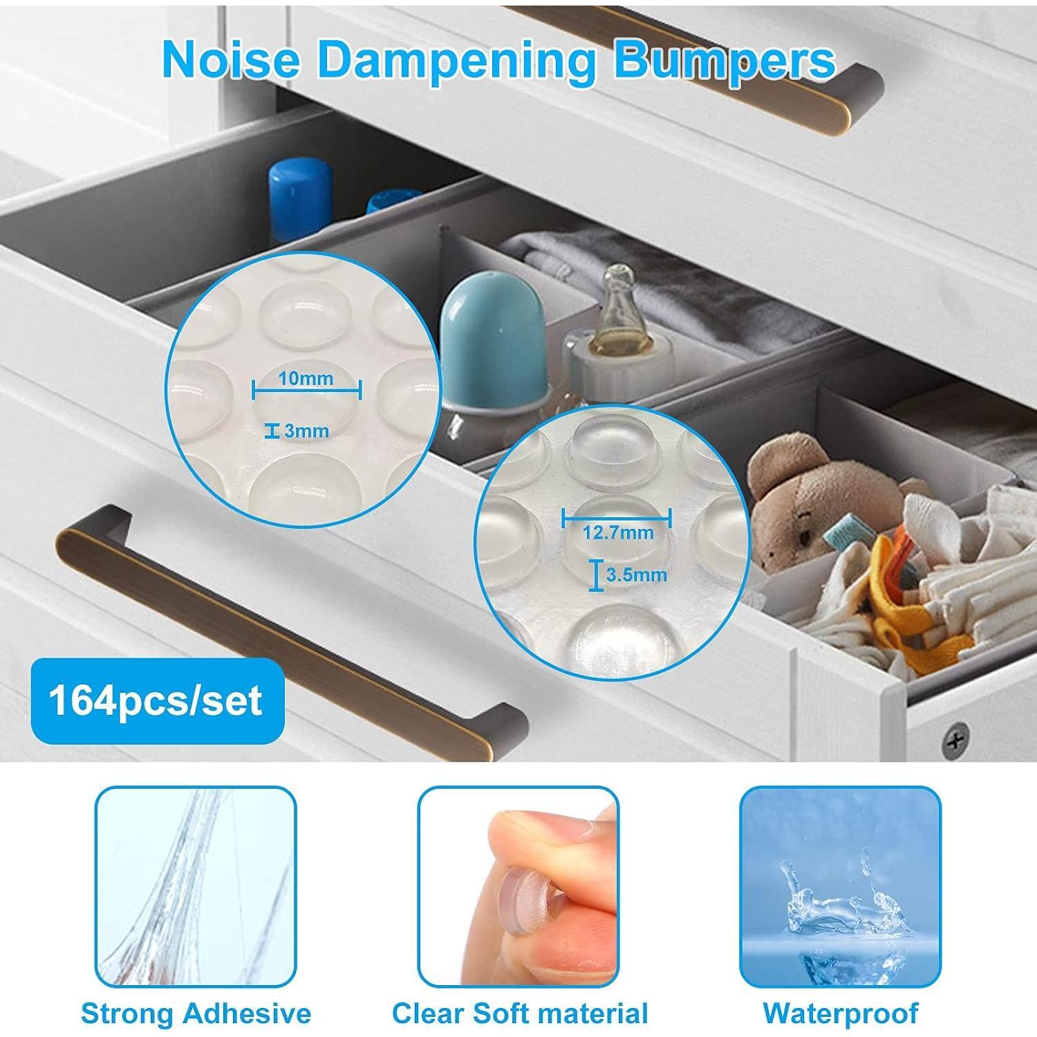 164 count Clear Picture Frame Bumpers, Self Adhesive Cabinet Door Bumper, Rubber Bumpers Noise Dampening, Bumper Pads for Drawers, Laptop, Cupboard,Wall