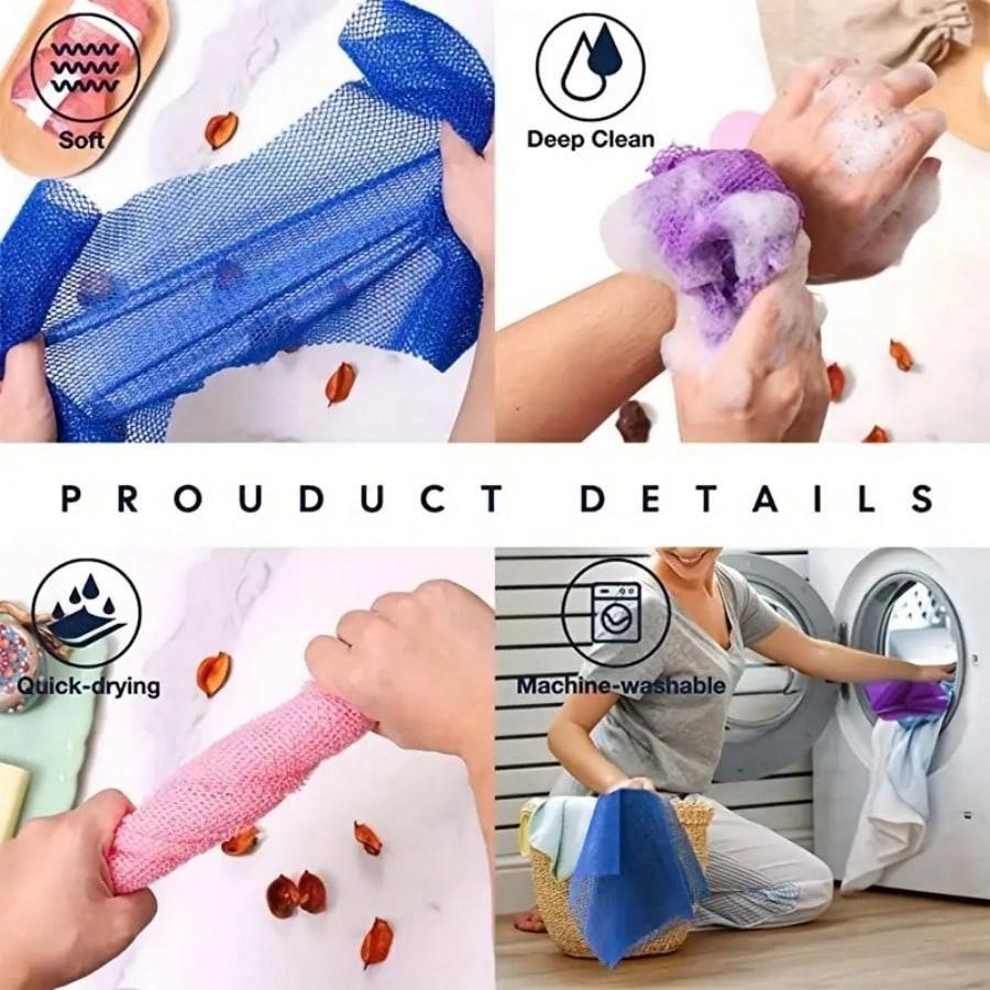 Pull rope bath scrub towel high elasticity sauna towel exfoliating shower tool body wash towel one piece net loofah unisex durable exfoliating bath sponge can be stretched up to 66 inches for body scrubbing smoothing skin