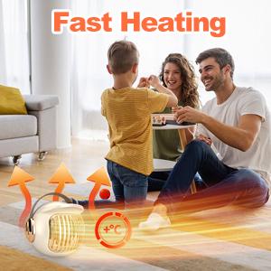 Space Heater, Portable Heater for Office Desk, 400W Mini Tent Warmer for Camping (Indoor Use), With Tip-Over Protection, Lightweight White