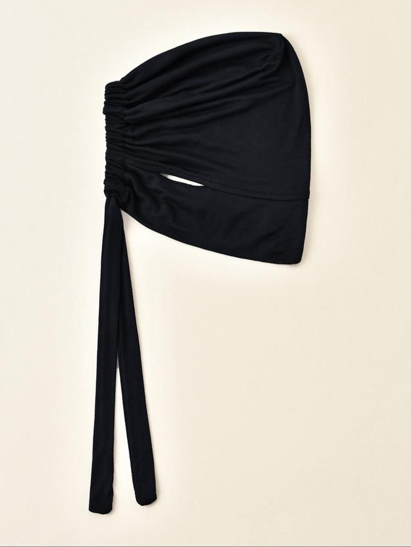 Women's Solid Color Turban Hijab with Ear Hole, Breathable Comfortable Hijab for Daily Wear, Fashion Accessories for Women & Girls