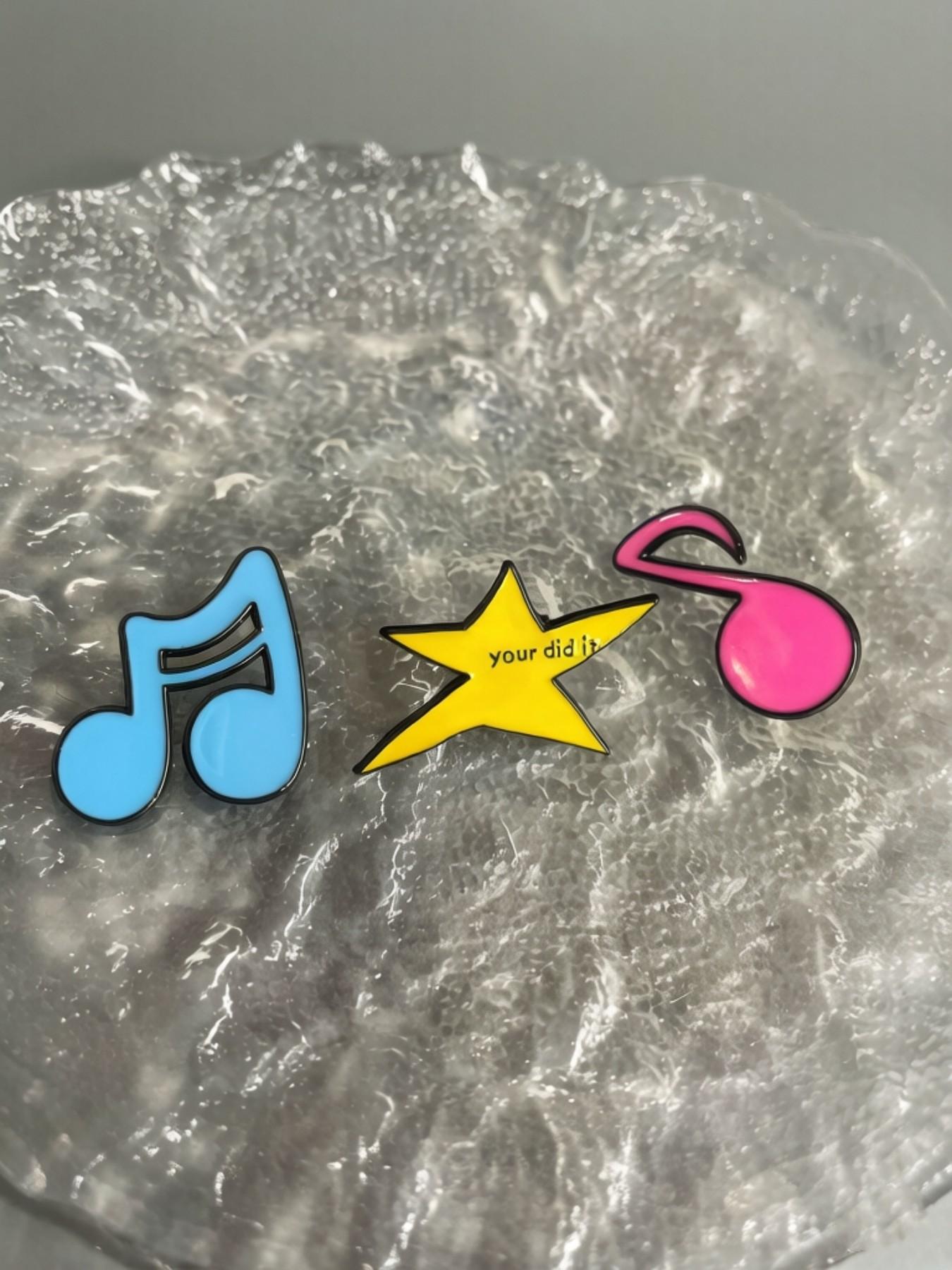 3-Pack Inspirational Enamel Pins, Alloy Lapel Pins, Japanese Style Badge, Mini Collar Pins, Versatile Fashion Accessories