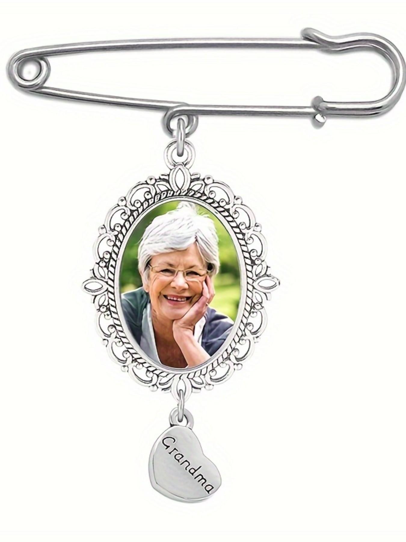 Personalized Graduation Decoration Memorial Ornament, DIY Moonstone Oval Glass Frame Pin Gem Base Holder, Wedding Photo Brooch Gift