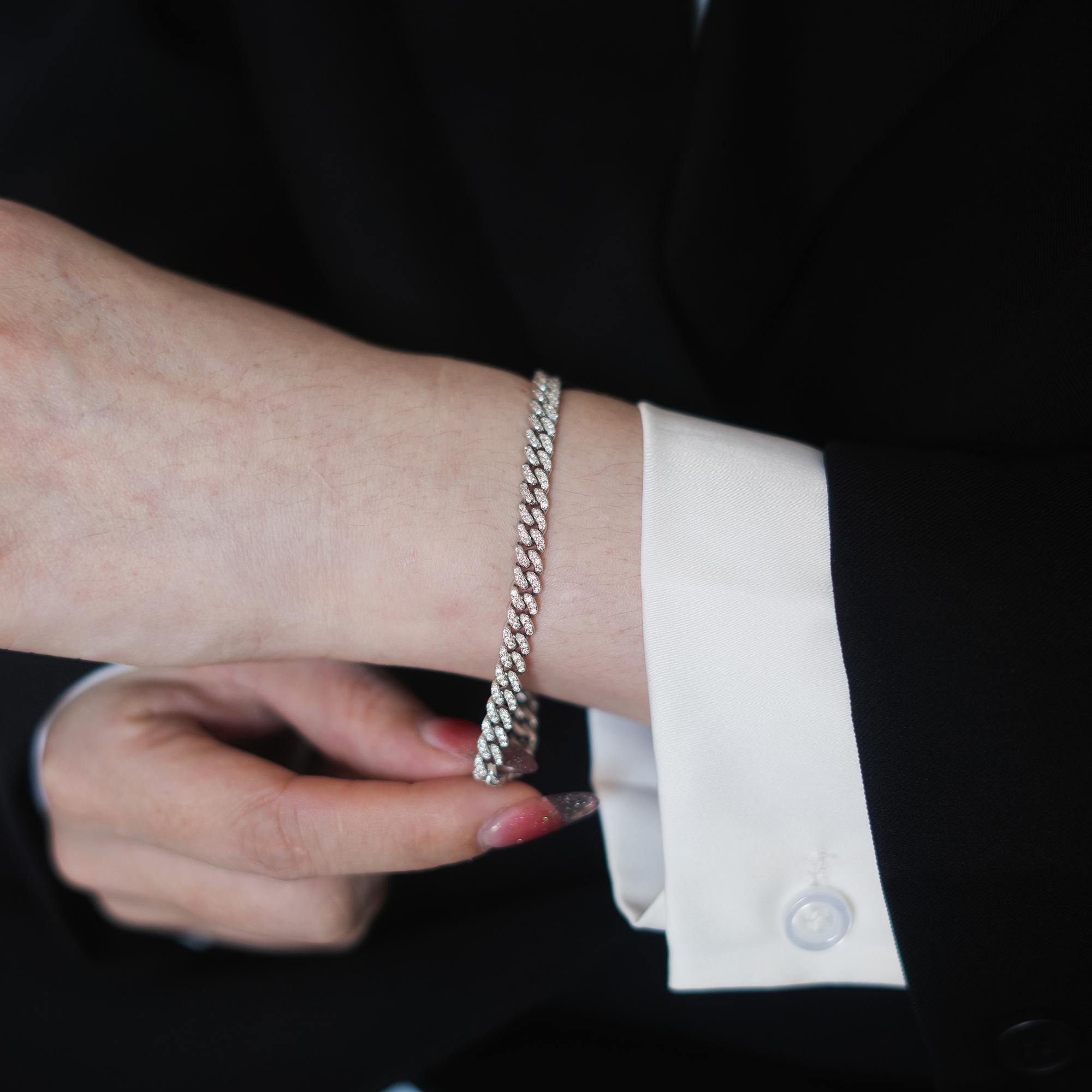 【#355】5mm Synthetic Moissanite Cuban Link Cuban Bracelet and Necklace  Jewelry in 925 Sterling Silver