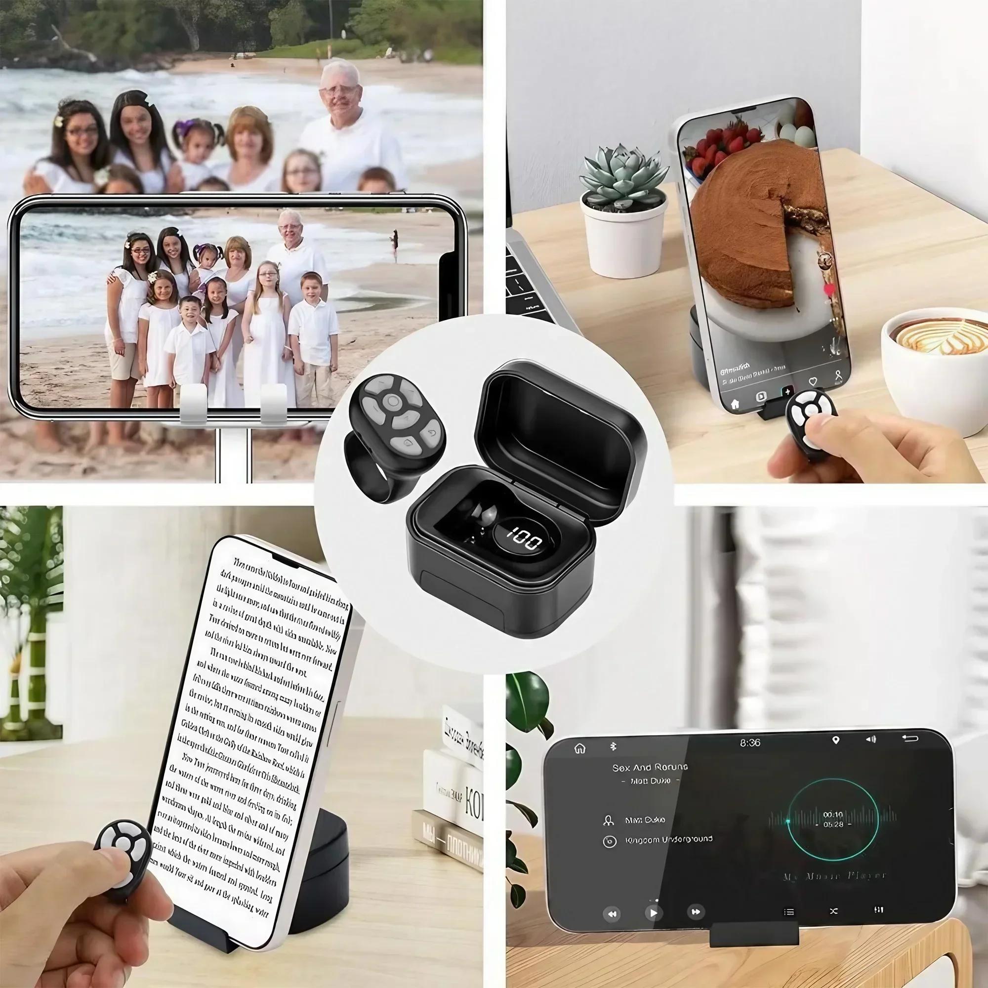 1PC Wireless Bluetooth Ring Remote Control Fingertip Selfie Video Controller Selfie Accessories For TikTok Page Turner Browsing For iOS Android