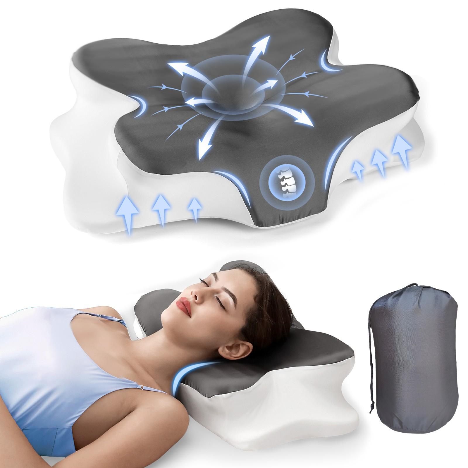 Butterfly-shaped neck pillow with storage bag, Orthopedic Memory Foam pillow with washable silk pillowcase, a perfect gift for birthdays, Valentine's Day, and Christmas, suitable for side, back, and stomach sleepers, home, travel, camping