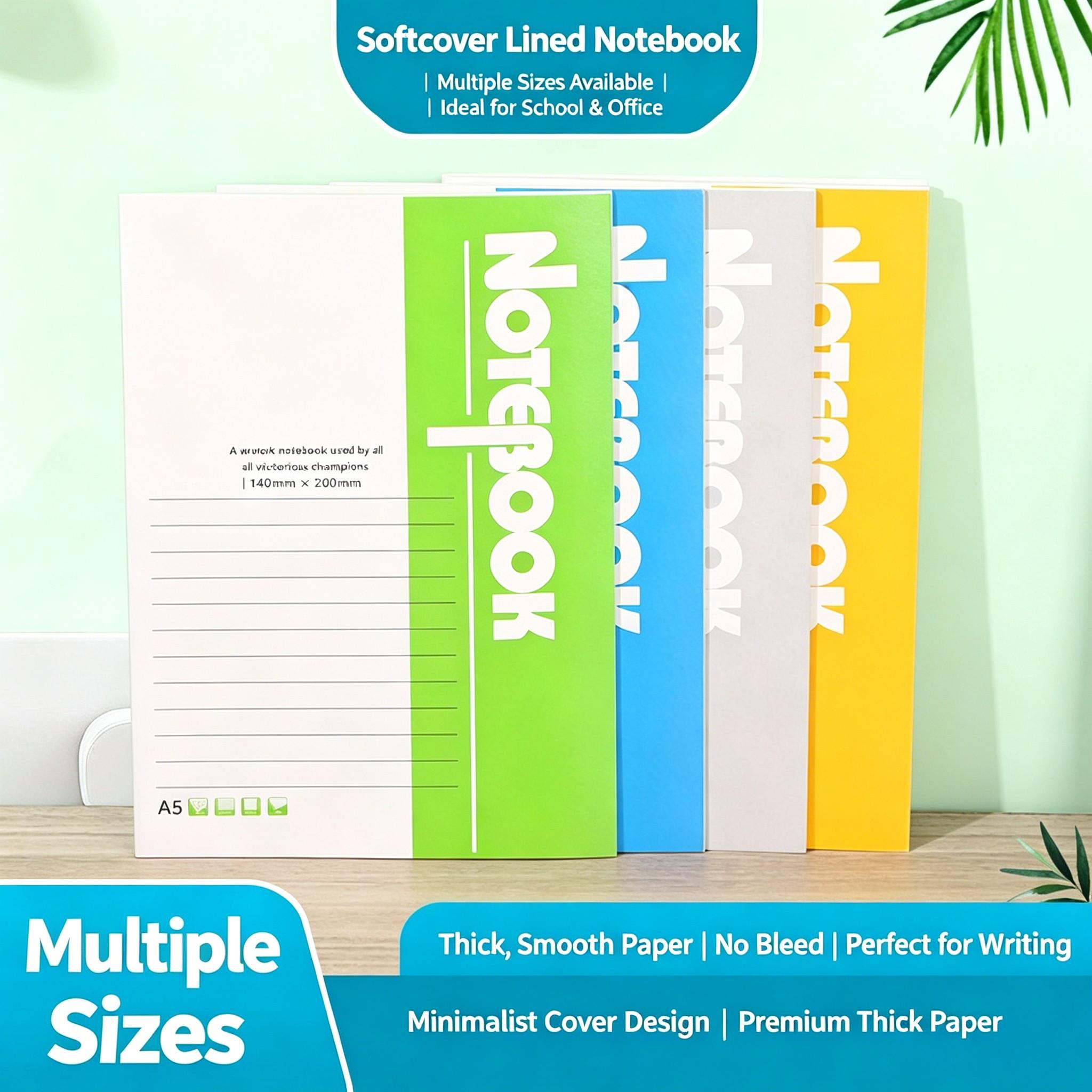 A5 Notebook Inner Pages, Soft Cover Loose-Leaf Journal, Ideal for School, Office, Work, 48 Pages & 68 Pages, Pack of 4