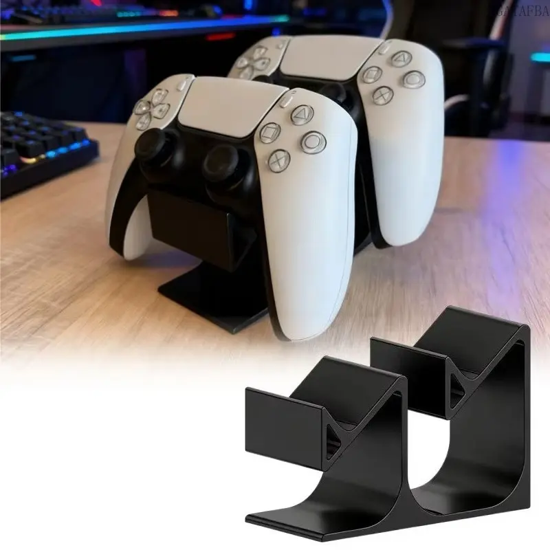 2-in-1 Controller Stand, Durable Plastic Game Controller Storage Holder, Space Saving Dual Rack for Game Controller and Headset, Desktop Organizer for Home Entertainment