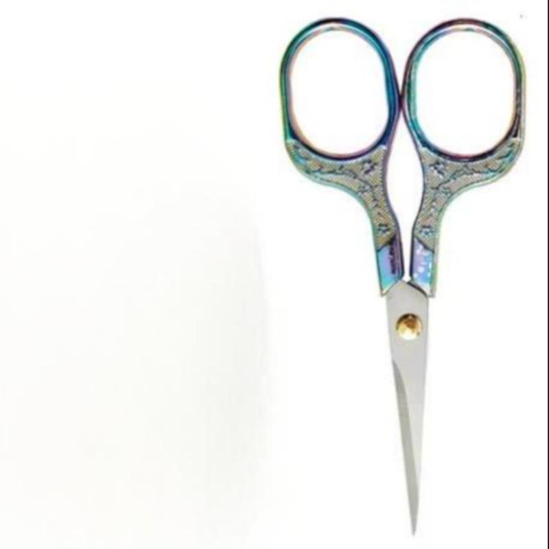 Vintage Engraved Stainless Steel Scissors, Sharp Point Eyebrow Trimmer, Handmade Paper Cutter, Home Office Use, Durable & Precise