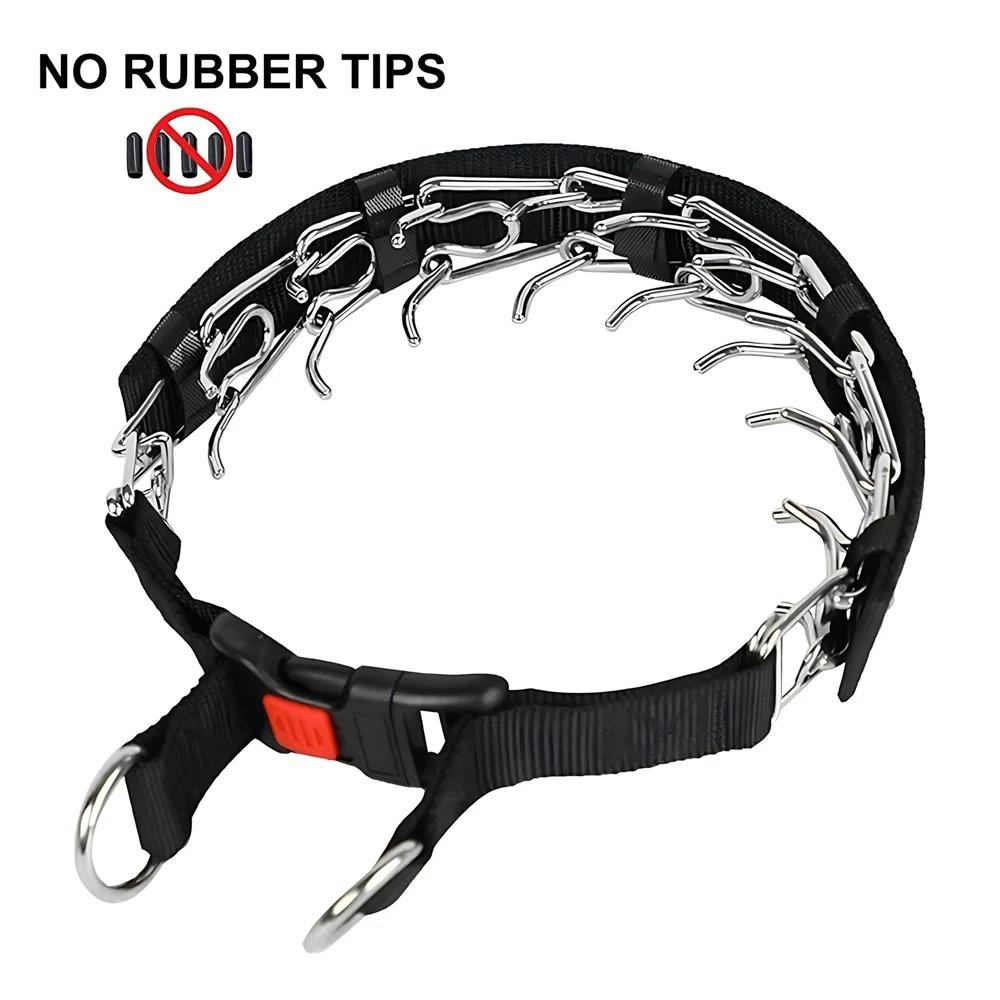 Adjustable Training Collar for Medium & Small Dogs: Stainless Steel Padded Tips, Rubber Anti-Slip Neck & Leash, Quick-Release Safety Buckle, Anti-Choke Design, Comfortable & Secure Pet Training Accessory.