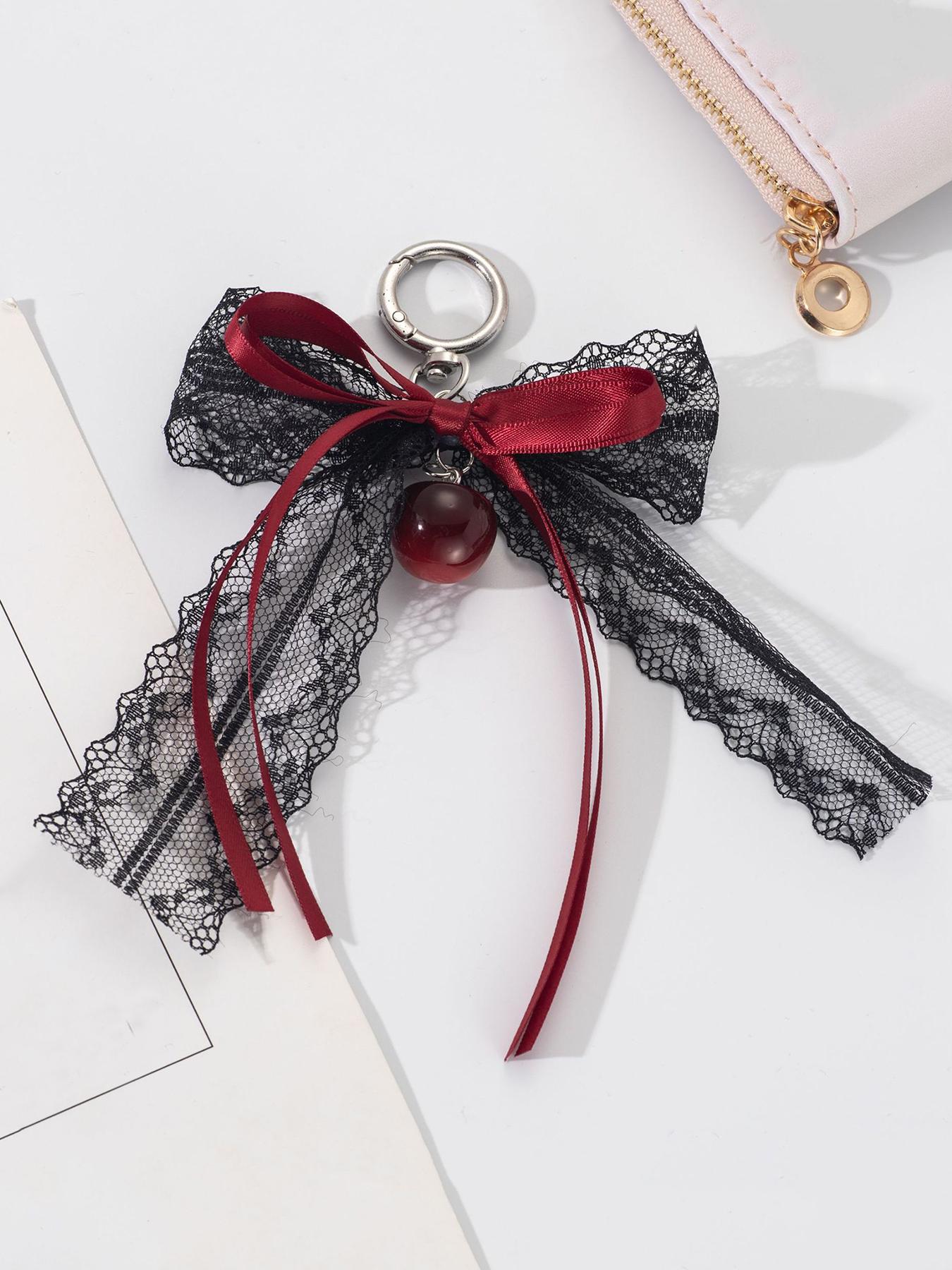 Christmas gift dark elegant lace pendant, niche exquisite simple exquisite, Gothic sweet black lace exquisite pendant, fashion versatile simple classic design, suitable for daily travel, small gifts, Bag Pendant Keychain Fashion Accessory