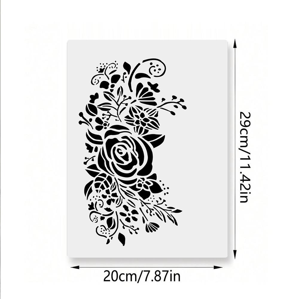 Reusable Rose Floral Cake Stencil Template, Food Grade PET Template for Sugar Cream, Fondant & Home DIY Painting