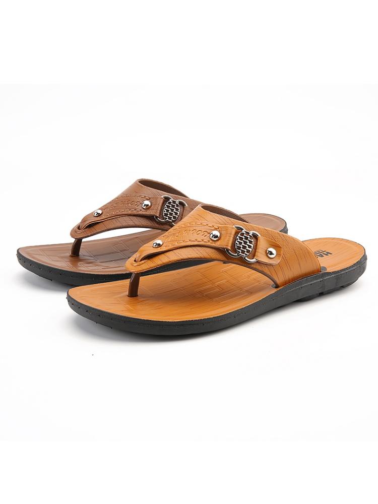 1 Pair Men's Dual-Color Casual Flip-Flops | Minimal Urban Style | Comfort Anti-Slip Sole + Flexible Upper + 2 Colors | Ideal for Students / Office Workers / Summer Outings, Easy Slip-On Design