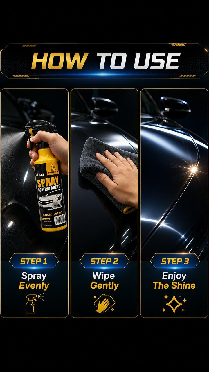 NUAN nano car coating spray - 300ml Fast-Acting Car Paint Polish & Sealant, Long-Lasting Hydrophobic Protection, Anti-Stain & Anti-Fading, Perfect for Daily Car Care