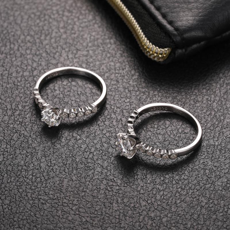 【#R42】925 Sterling Silver Synthetic Moissanite Ring, Women, 6 Prong Setting, D Color, Wedding Jewelry