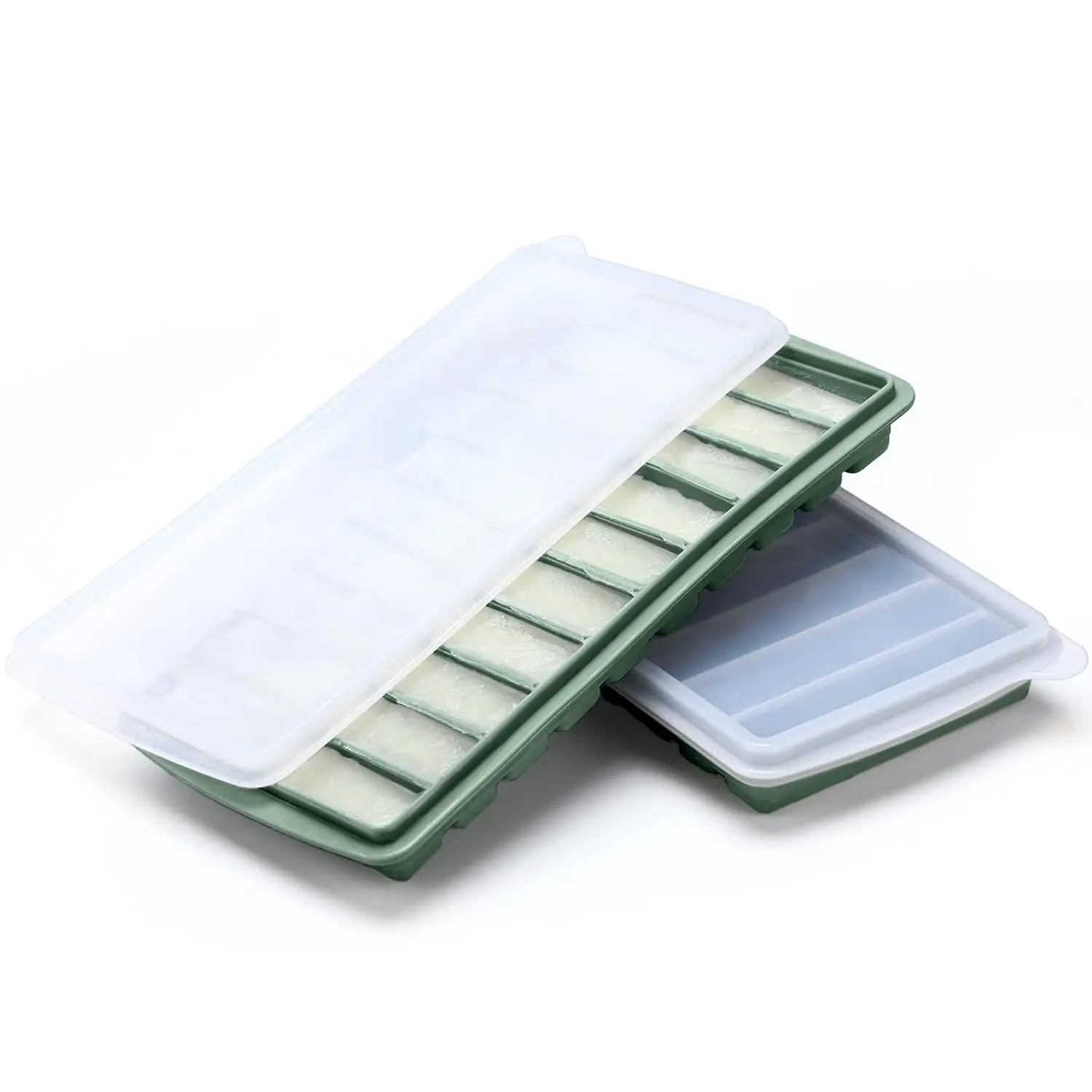 2 Pack Silicone Breastmilk Freezer Trays with Lids, Baby Milk Storage Containers, 10 x 1 oz Freezer Bars, Green(Gift)