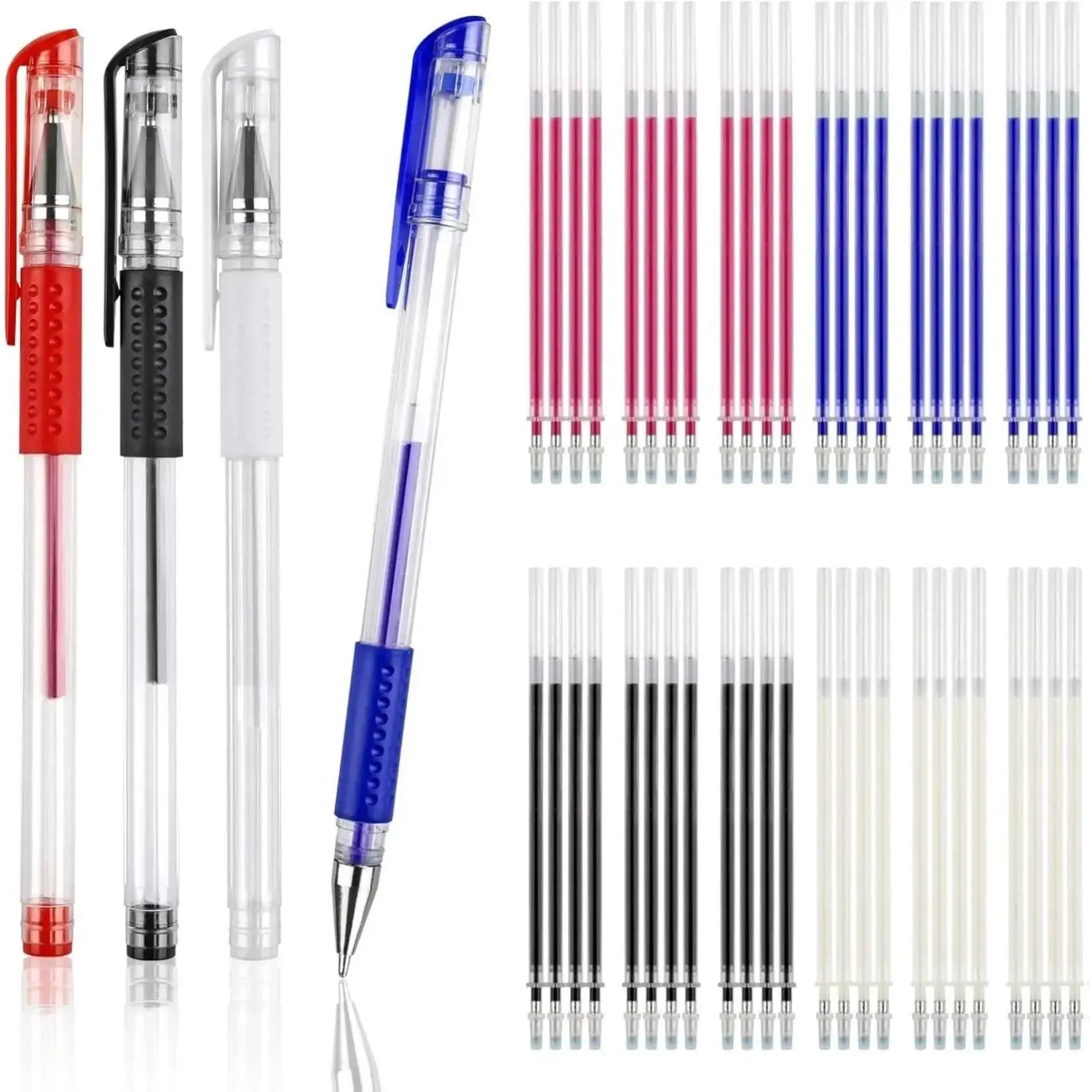 8 Pcs Plastic Heat Erasable Fabric Pens (0.5mm Tip) with 64 Refills, Portable Sewing Marking Tools, Sewing Supplies Crafts Kit for Quilters, Embroidery Enthusiasts