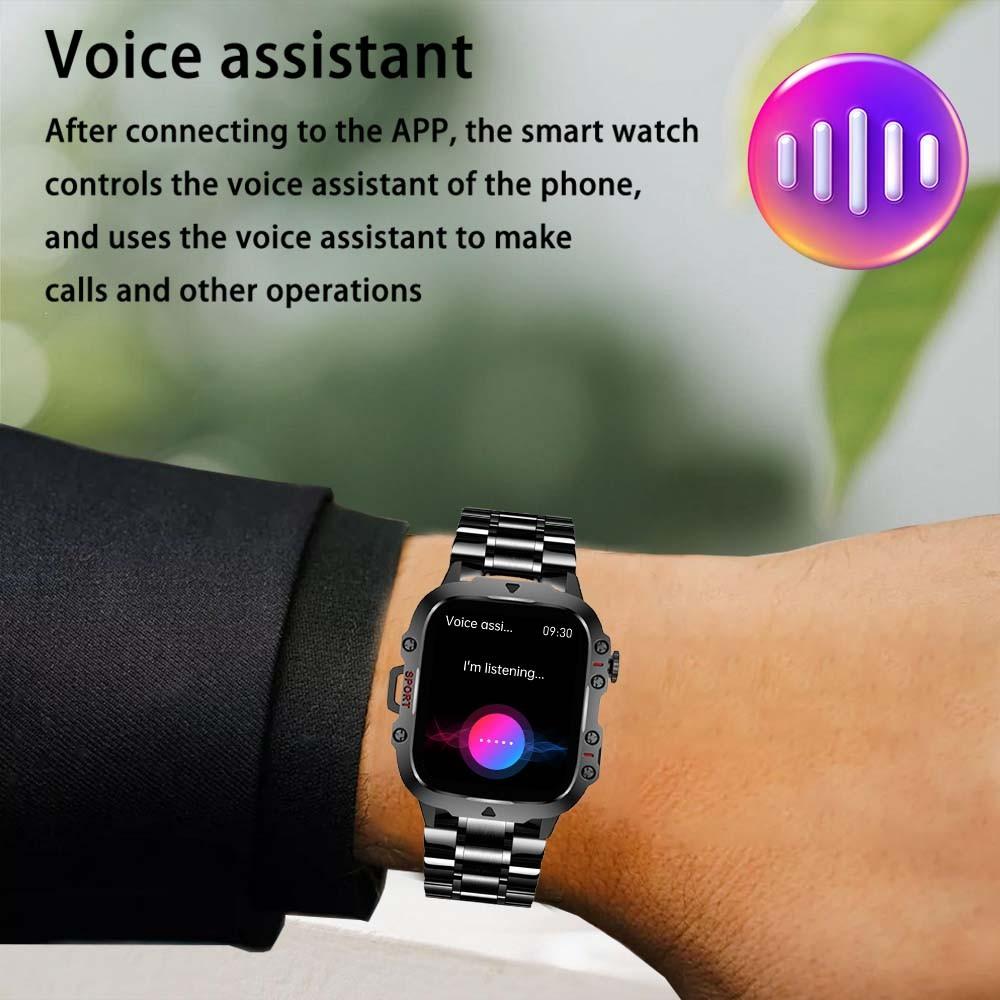 Multifunctional Men Business Smartwatch Flashlight 2.01 Inch HD Screen Fashionable Digital Watches Multiple Sports Modes Wireless Call Health Tracker Smart Watch Men