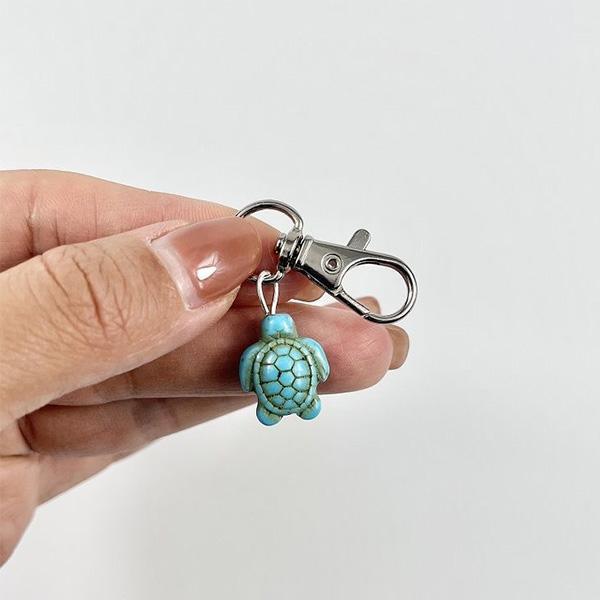 FINETOO Unite store Turquoise Sea Turtle Keychain with Lobster Clasp Lightweight Durable Unique Design for Kids & Adults Walletchain Travel Accessory