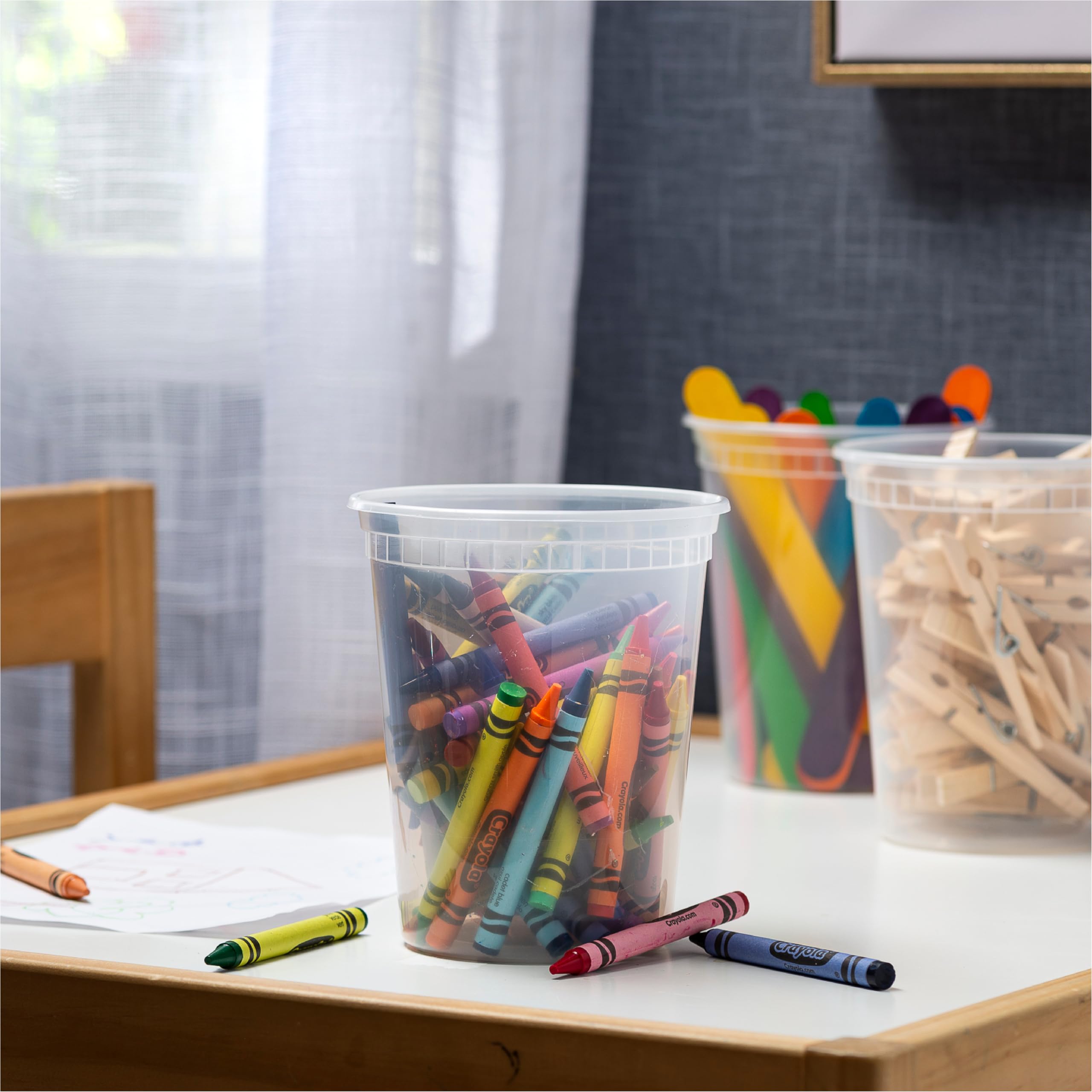 48 Sets - 32 oz. Plastic Deli Disposable Food Storage Containers with Airtight Lids