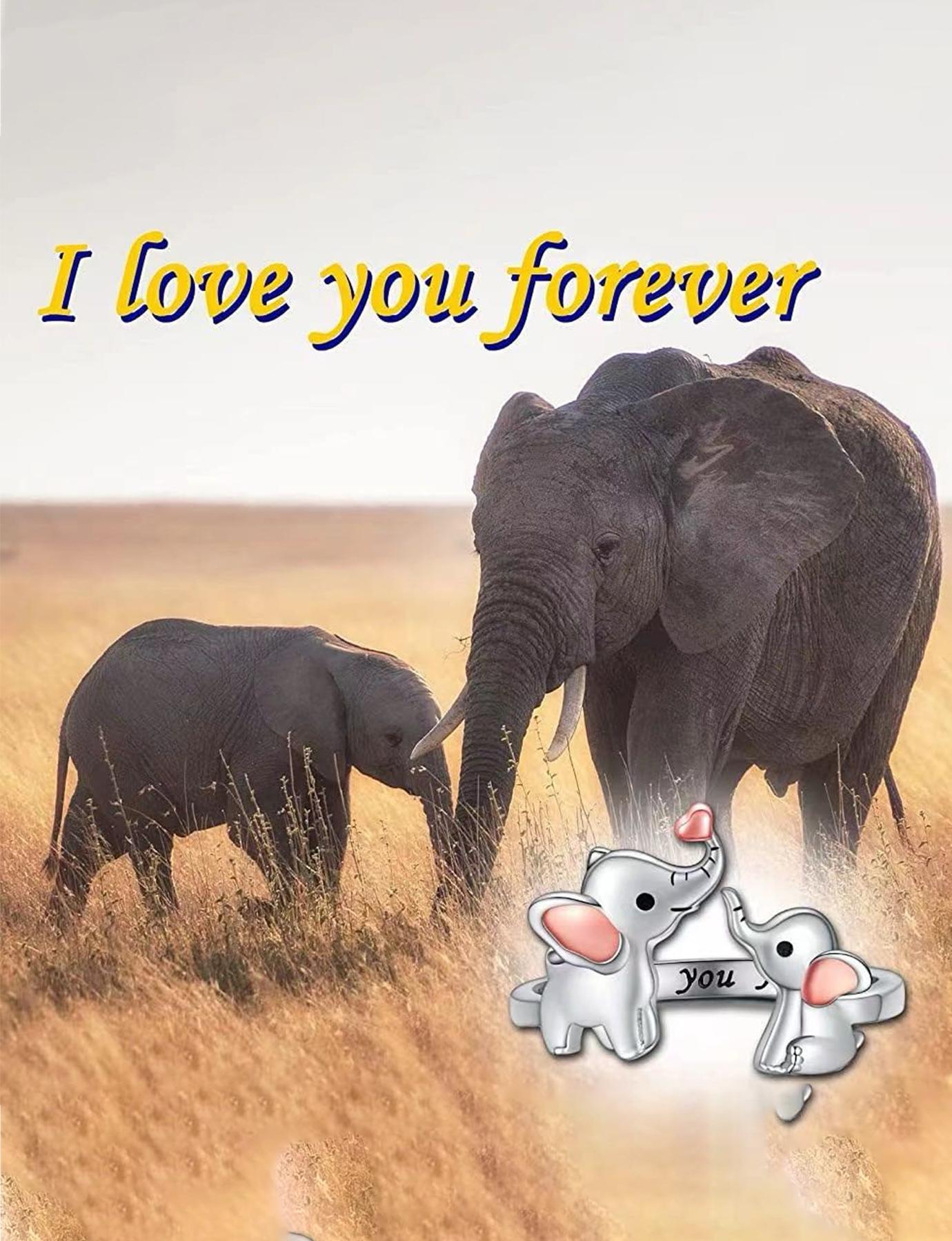 Adjustable Elephant Ring for Mother and Daughter, Heart Animal Jewelry, Perfect Mother's Day Gift, Symbol of Eternal Love