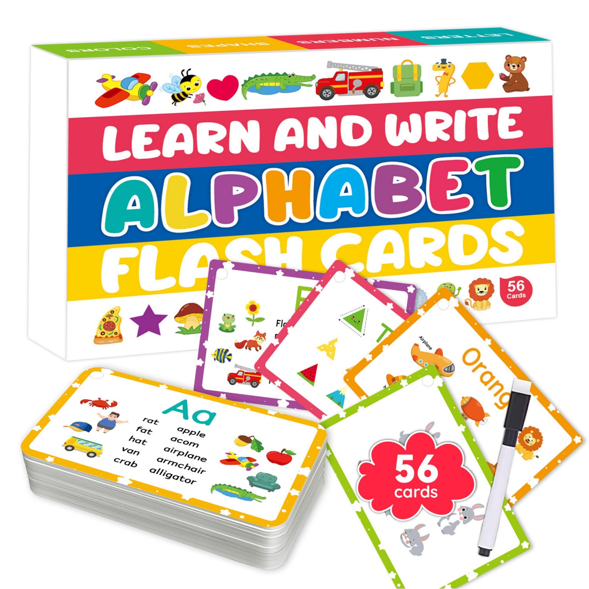 Early Learning Alphabet & Numbers Flashcards, Reusable Waterproof Whiteboard Pen Set, Ideal for Kids' Home & Classroom Education