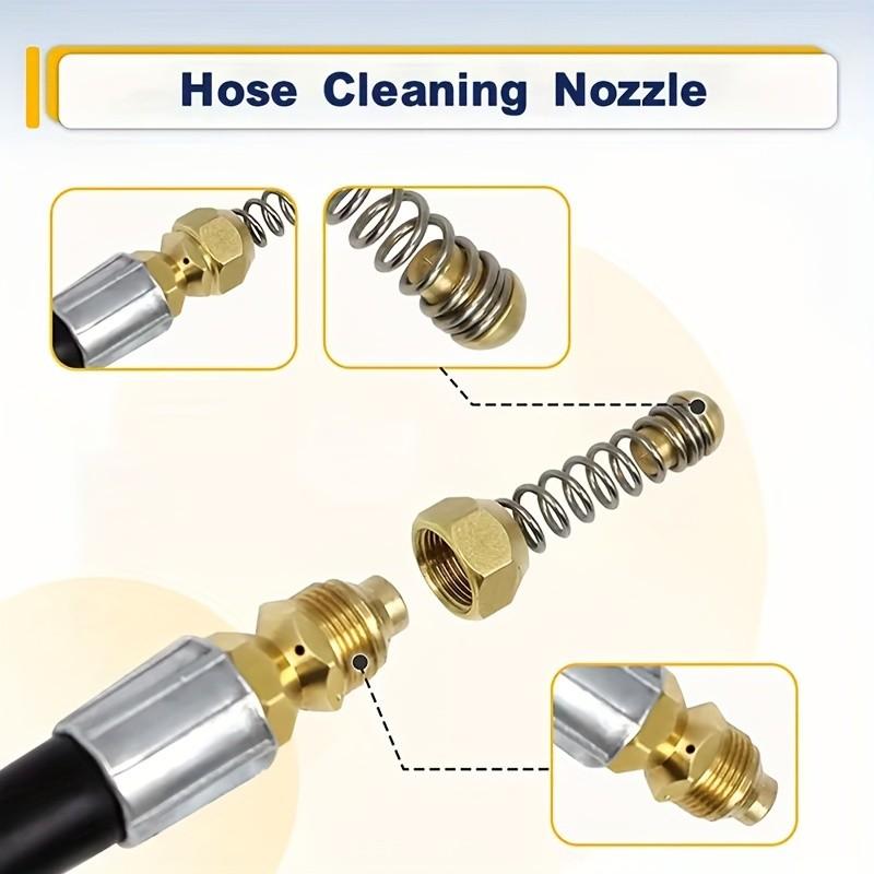 High-Pressure Drain Cleaning Nozzle, G1/4 and G1/8 Threaded, Spring Head Design, Unblock Sewer Pipes, Waste Water Blockage Tool