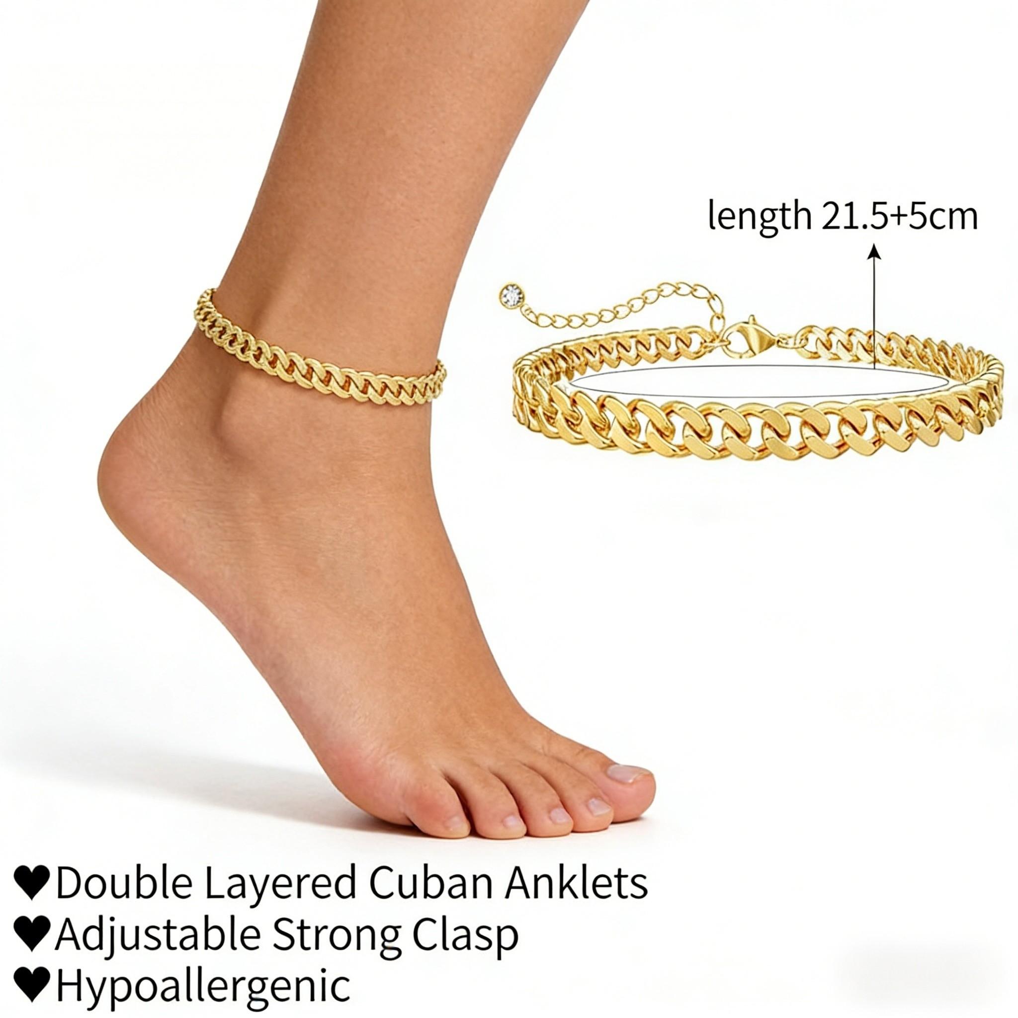 Greenish Spring Dainty Layered Waterproof Anklet&Necklace For Women Adjustable Womens Anklet Set Stackable Figaro Beaded Cuban Link Anklets Daily Clothing Decor For Beach Summer Trendy All-match & Exquisite Jewelry Gift For Outdoorfun Decoration
