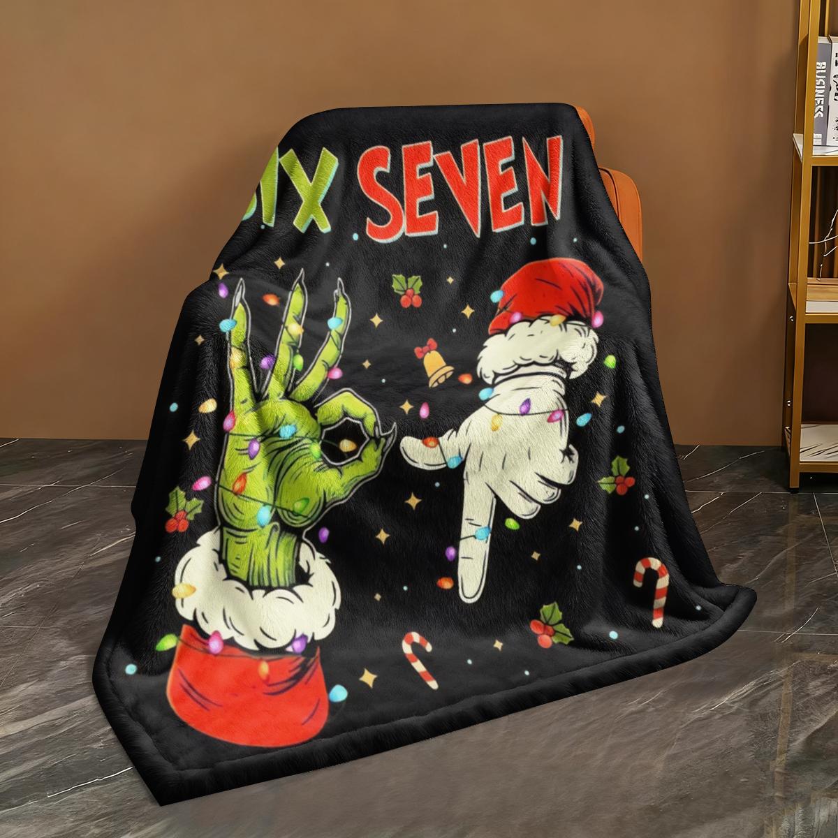 Comfortable Anime Grinch Christmas Flannel Blanket, All-Season Comfort, Perfect Gift for Bed, Sofa, Travel, Camping