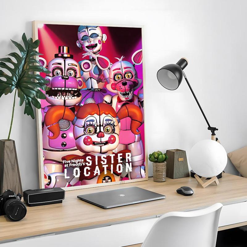 Game FnafFive-nights-At-Freddys Poster Sticky Waterproof Wall Art High Quality Print Unique Artwork Aesthetic Home Living Bedroom Decor Trendy Room Decoration Easy-To-Apply Gift Durable