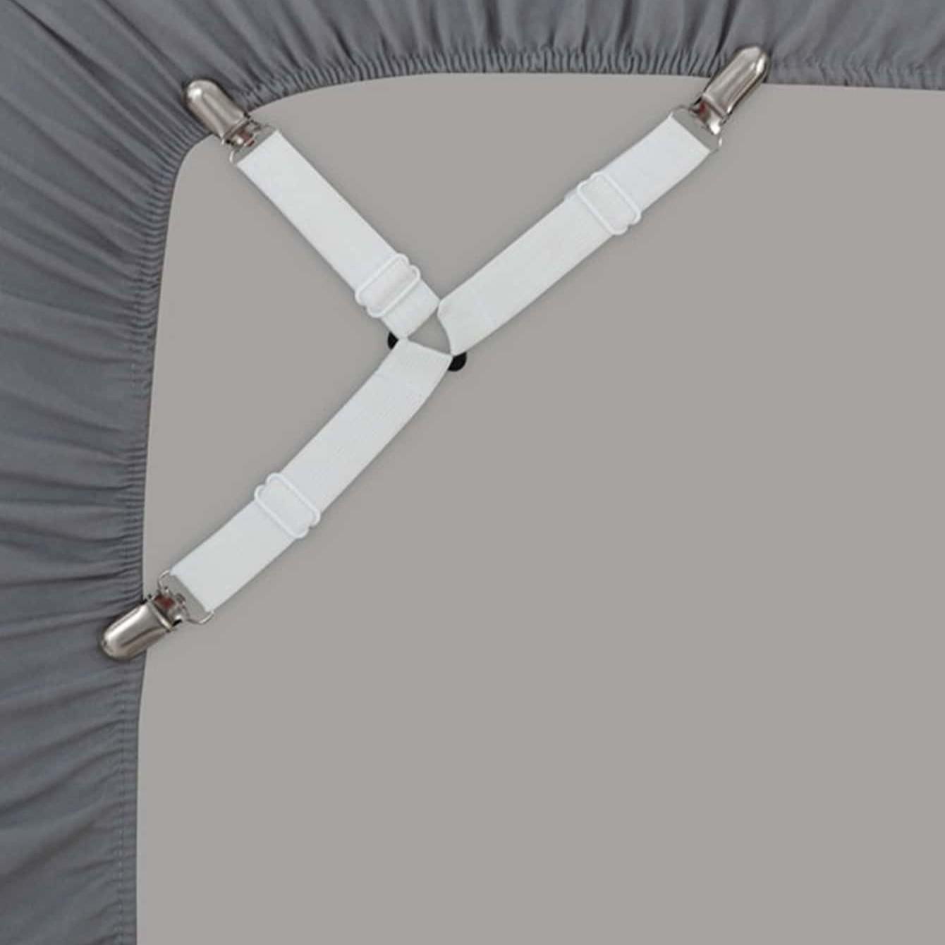 4-Pack Adjustable Elastic Band Clips, Triangle Bed Sheet Holders, Tablecloth Curtain Metal Clamps, Sofa Cushion Non-Slip Clips