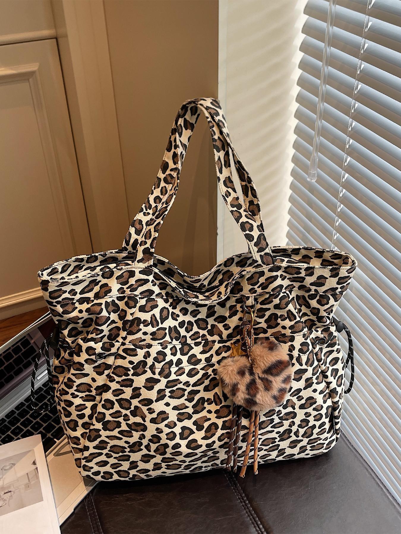 Women's Leopard Print Tote Bag, Cute Plush Charm Shoulder Purse with Large Capacity Design, Trendy Y2K Aesthetic Crossbody Handbag with Adjustable Strap, Fashion Animal Print Everyday Carry Bag for Work, Shopping, Travel, College & Casual Outfits Women's Leopard Print Tote Bag, Cute Plush Charm Shoulder Purse with Large Capacity Design, Trendy Y2K Aesthetic Crossbody Handbag with Adjustable Strap, Fashion Animal Print Everyday Carry Bag for Work, Shopping, Travel, College & Casual Outfits