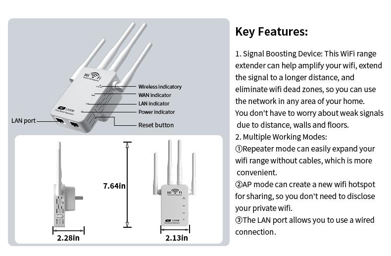 2025 ZIHNIC WiFi Extender, 1200Mbps Dual Band (5GHz/2.4GHz) Signal Booster,1.2Gbps Home Wireless Signal Booster, Repeater with Ethernet Port for Home, Gifts