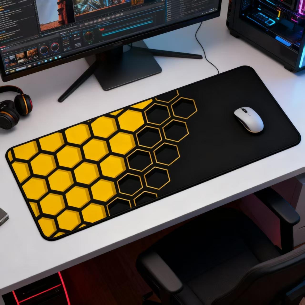 Hexagon Mouse Pad Mat Table Top Hanging Art Mtg Game Mat, Non-Slip Easy Clean Dual Edge Stitched Gaming Playmat for Magic Party Picnic