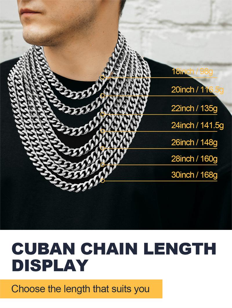 FaithHeart Miami Curb Cuban Link Chain  3mm 6mm 9mm 12mm Stainless Steel