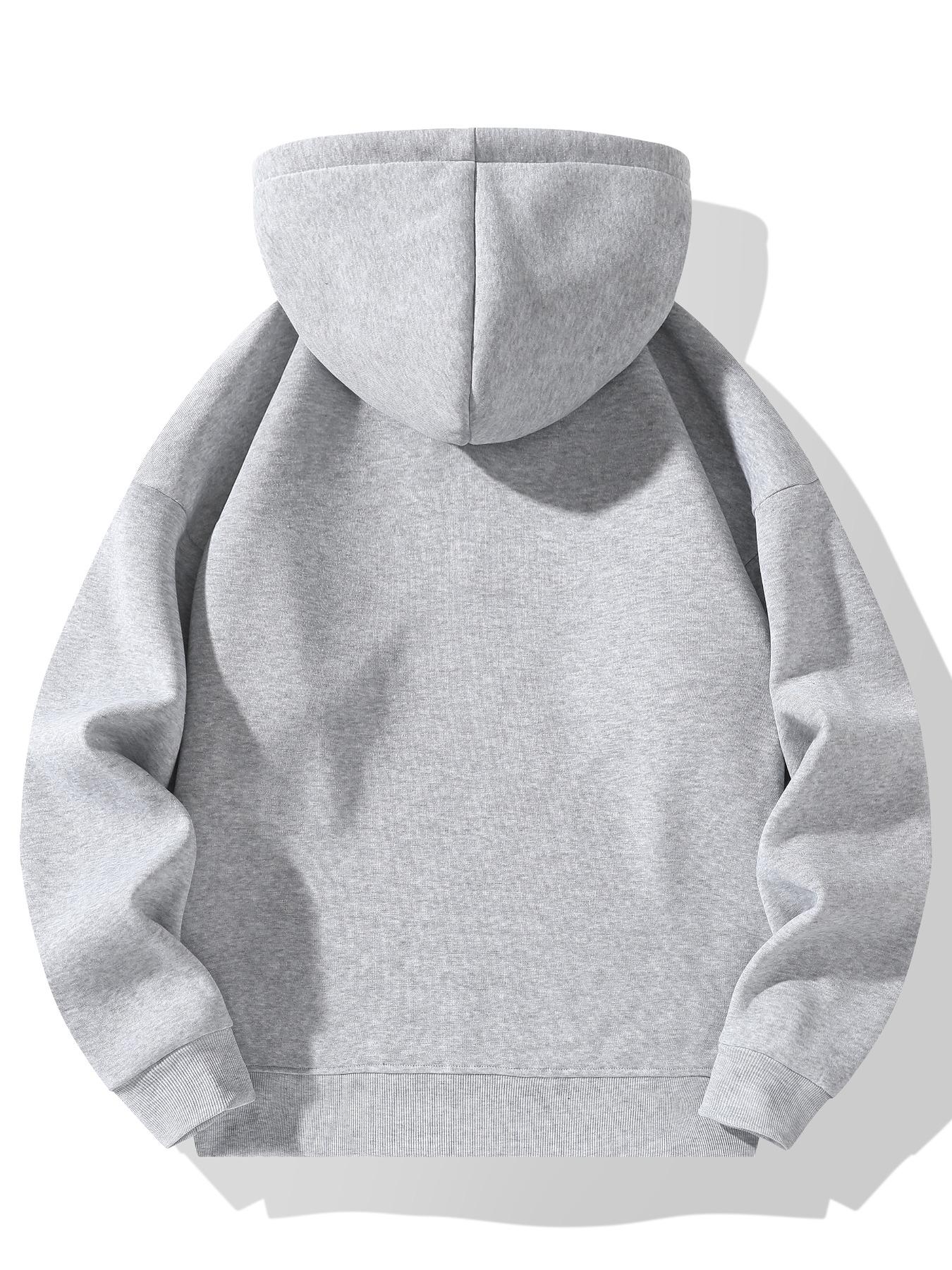 Men's Solid Color Half Zip Up Fuzzy Hoodie, Regular Fit Casual Comfy Thermal Lined Long Sleeve Hooded Sweatshirt for Fall & Winter, Men's Clothes for Daily Wear