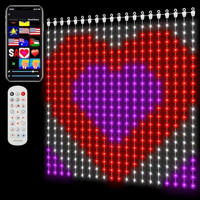 Valentine's Day Date Essential Gift: 480-LED RGBIC Smart Light Net (6.6x6.6 ft) DIY Design & 100 Modes, Alexa Voice Control Compatible Create Romantic Ambiance Scenes Valentine's Day Date Essential Gift: 480-LED RGBIC Smart Light Net (6.6x6.6 ft) DIY Design & 100 Modes, Alexa Voice Control Compatible Create Romantic Ambiance Scenes