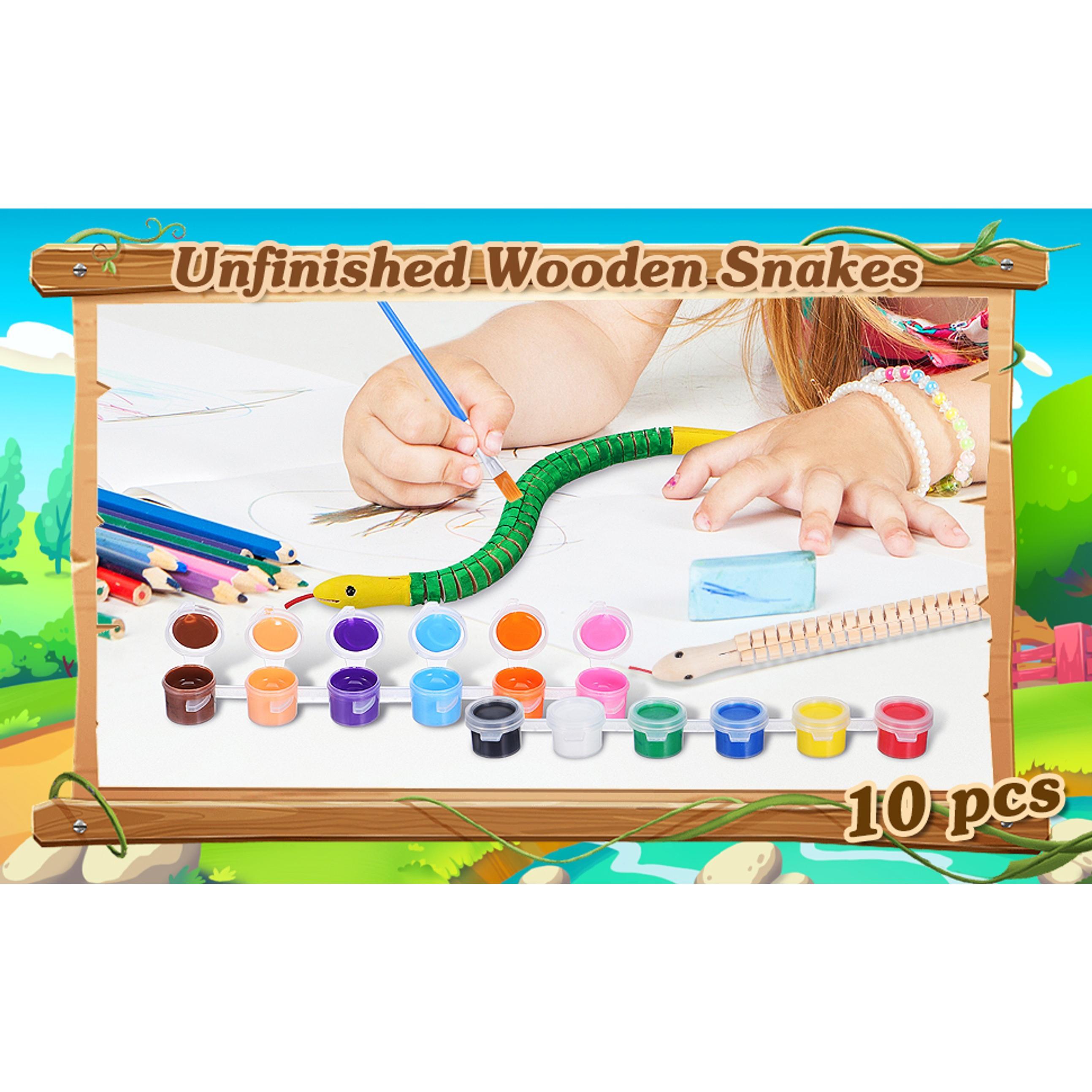5pcs Wood Unfinished Snake Set: 11.79in Flexible Wiggly Painting Wooden Animal Articulated Fake Snake Model Crafts for Creative Painting and Imaginative Play, Halloween Birthday Party Suppliefidget toys