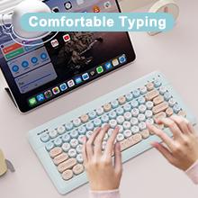 Wireless Bluetooth Keyboard for Mac, iPad, iPhone, PC, and Android—Connect Up to 3 Devices, Portable 84-Key Retro Typewriter Style, Light Blue