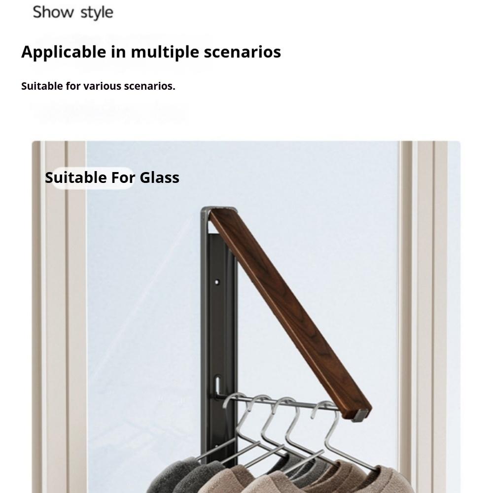 Wall-Mounted Clothes Rack, Space Aluminum Material, Foldable Design, Indoor Balcony Use, Invisible Bedding Hanger, Window Hanging Hook, Garment Rack, Wall Drying Rack