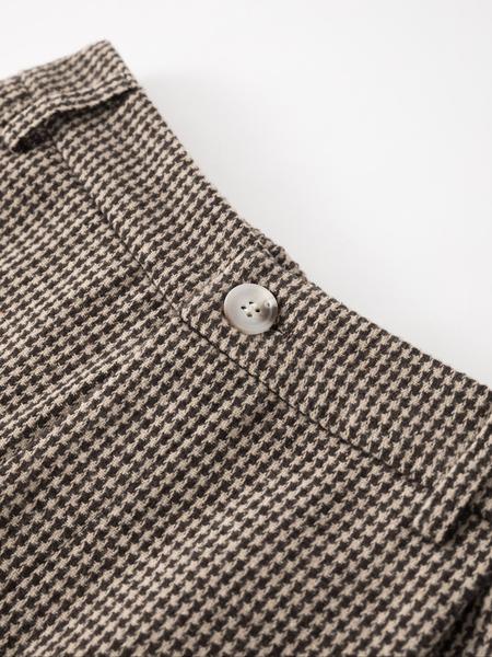 Women's autumn and winter thousand-bird pattern heavy-duty fabric pleated button elastic waist wide-leg trousers elegant split zipper work casual trousers suitable for any occasion autumn and winter essential women's trousers