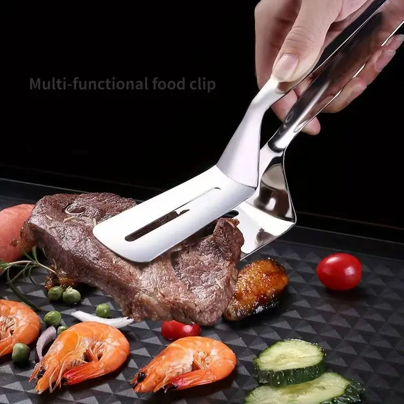 Stainless Steel Fish Fry Turner, Non-Stick Food Tongue, Steak Fork, Kitchen Tool, Ideal for Restaurant & Home Cooking