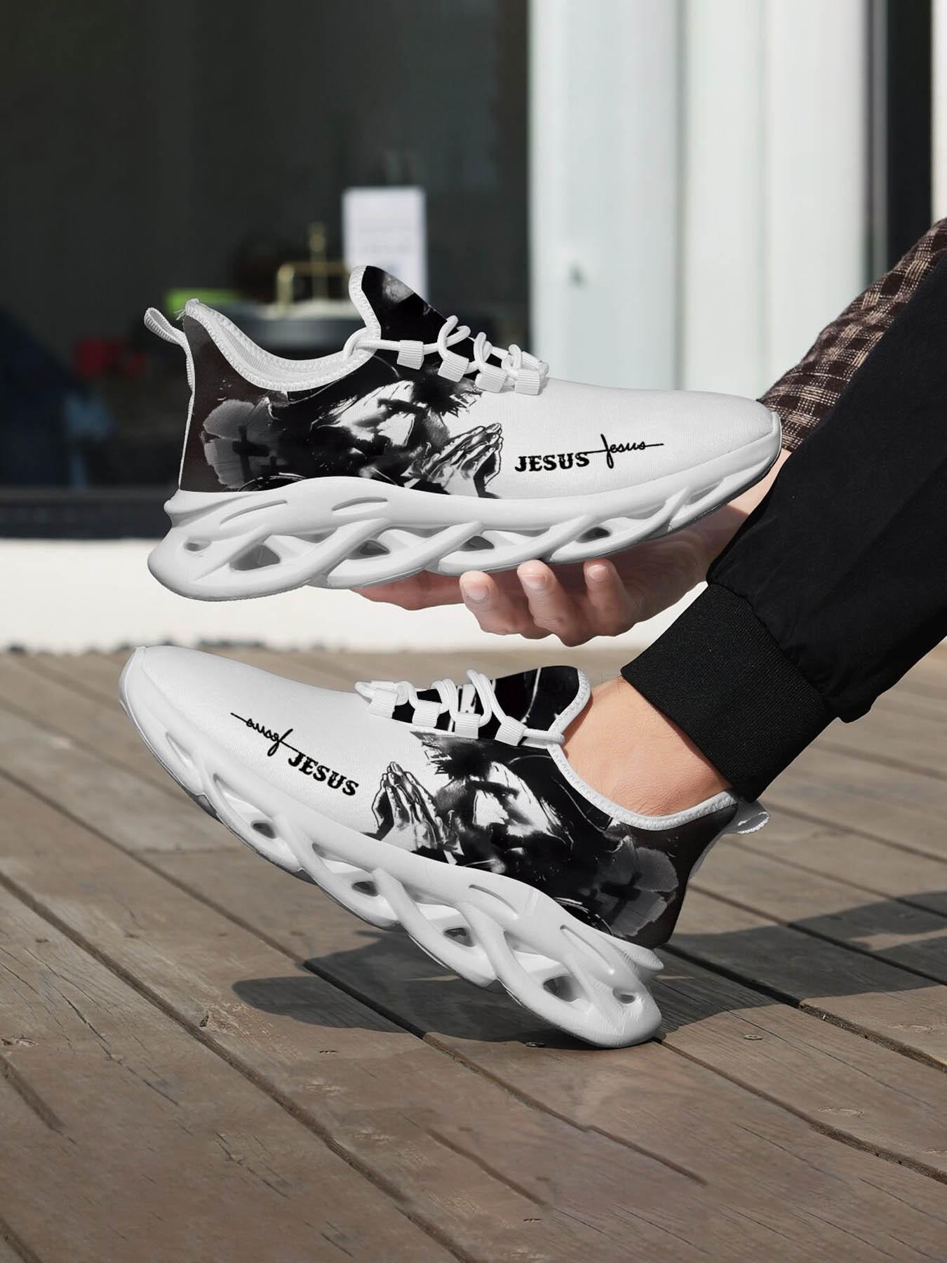 Exclusive and Jesus Signature Men's Casual Shoes, Unique Print for Stylish Expression, Art Style Design with Versatile Color and Distinctive Sole