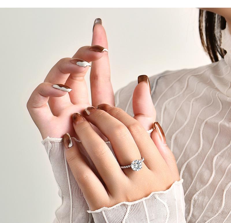 3CT Round Cut Synthetic Moissanite Ring  Wedding Rings for Women Daily Wearing in For Birthday Gift Party R024