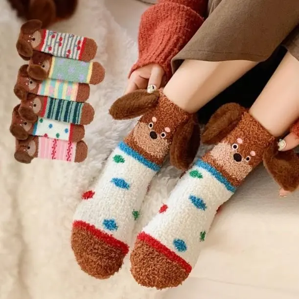 Cute Dachshund Fleece Lined Thermal Socks for Women | Thick Plush Mid-Calf Crew Socks, Warm Soft Sausage Dog Design for Dog Lovers & Daily Loungewear